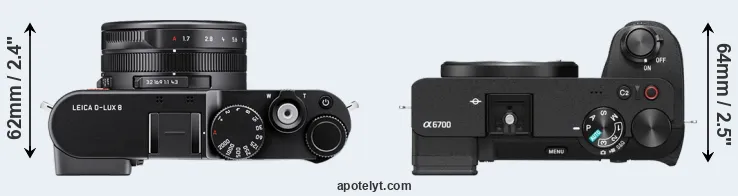 Compare D-LUX 8 versus A6700 top