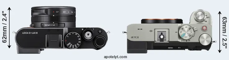 Compare D-LUX 8 versus A7C II top