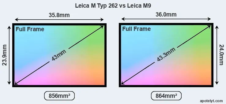 Leica M Typ 262 and Leica M9 sensor measures