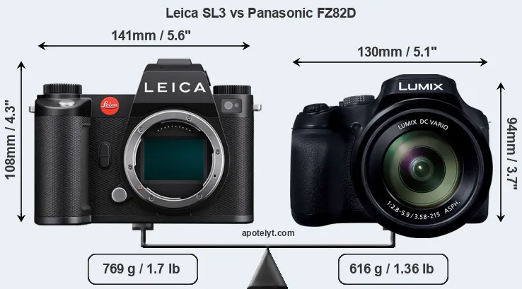 Size Leica SL3 vs Panasonic FZ82D
