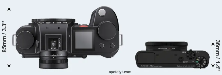 Compare Leica SL3 versus RX100 top