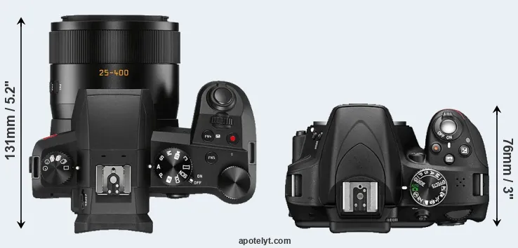 Compare V-LUX 5 versus D3300 top