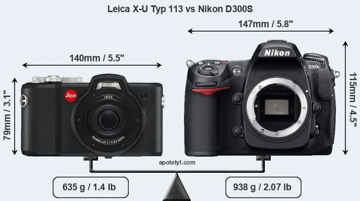 Size Leica X-U Typ 113 vs Nikon D300S