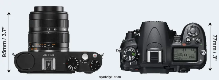Compare X Vario versus D7000 top