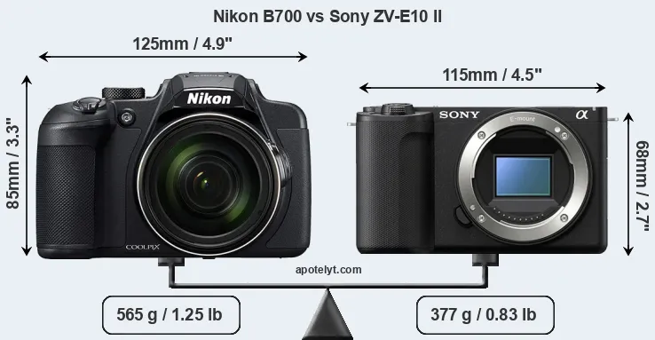 Size Nikon B700 vs Sony ZV-E10 II