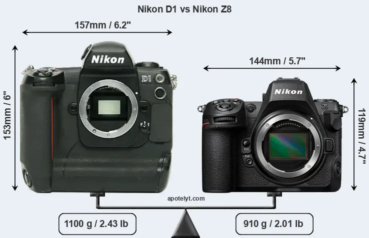 Size Nikon D1 vs Nikon Z8