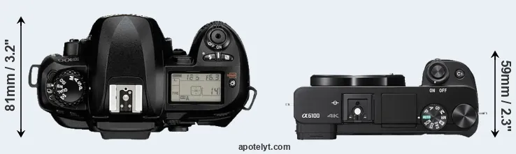 Compare D100 versus A6100 top