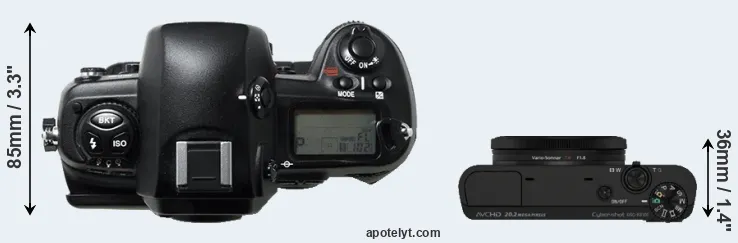Compare D1H versus RX100 top