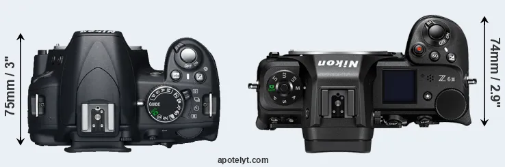 Compare D3100 versus Z6 III top