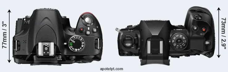 Compare D3200 versus OM-1 II top