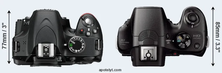 Compare D3200 versus A3000 top