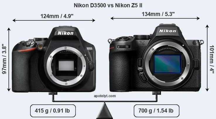 Size Nikon D3500 vs Nikon Z5 II