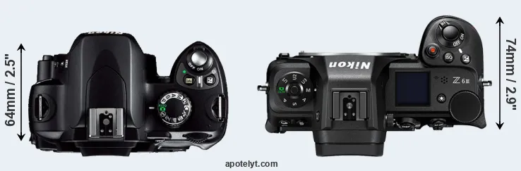 Compare D40 versus Z6 III top