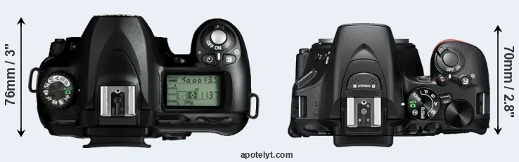Compare D50 versus D5600 top
