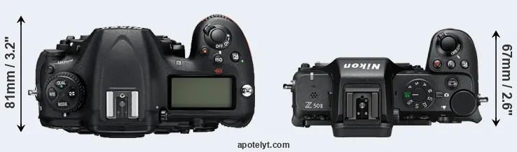 Compare D500 versus Z50 II top