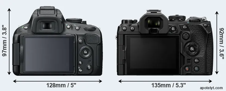 Comparison D5100 or OM-1 II rear