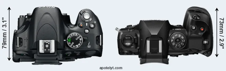 Compare D5100 versus OM-1 II top