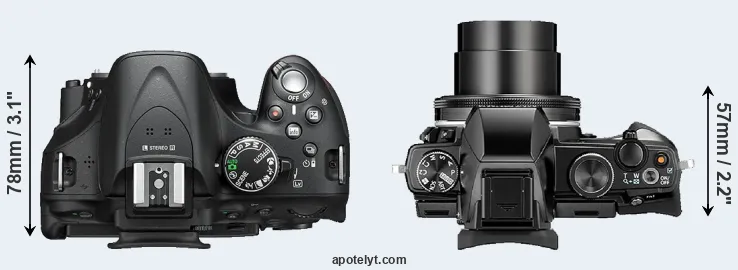 Compare D5200 versus Stylus 1 top