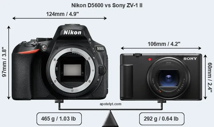 Size Nikon D5600 vs Sony ZV-1 II