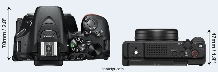 Compare D5600 versus ZV-1 II top