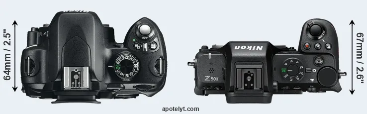 Compare D60 versus Z50 II top