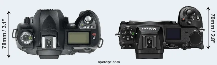 Compare D70 versus Z7 II top