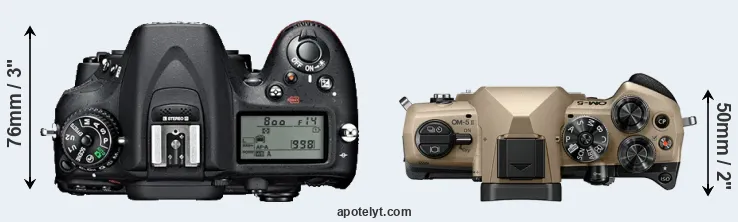 Compare D7100 versus OM-5 II top