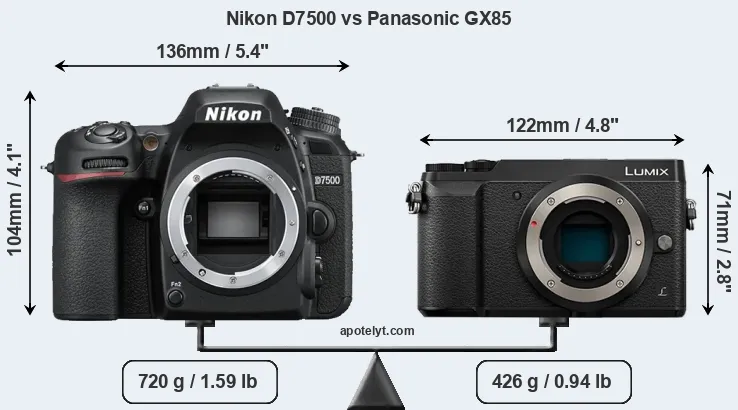 Size Nikon D7500 vs Panasonic GX85