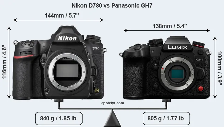 Size Nikon D780 vs Panasonic GH7