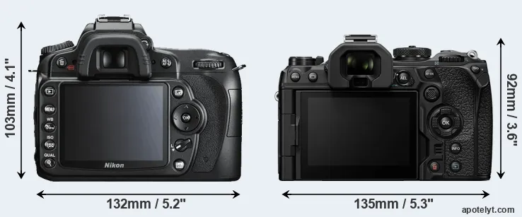 Comparison D90 or OM-1 II rear