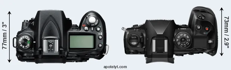 Compare D90 versus OM-1 II top