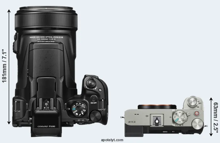 Compare P1100 versus A7C II top