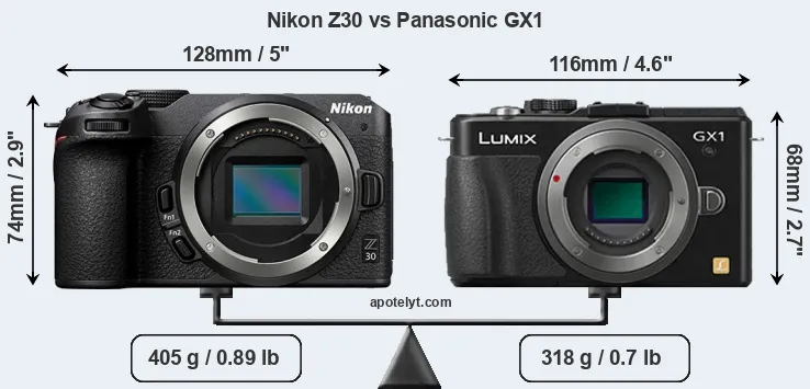 Size Nikon Z30 vs Panasonic GX1