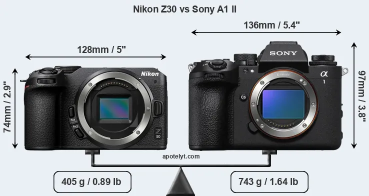 Size Nikon Z30 vs Sony A1 II