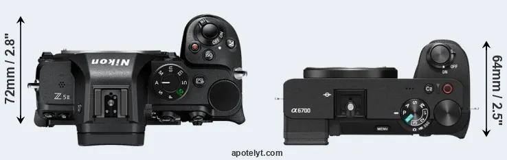 Compare Z5 II versus A6700 top