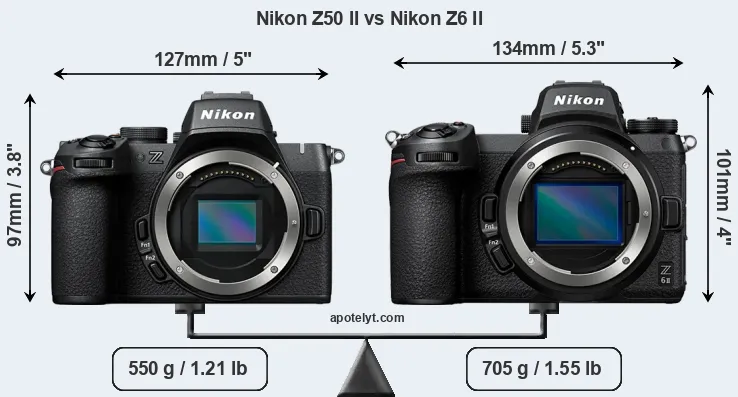 Size Nikon Z50 II vs Nikon Z6 II