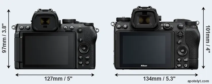 Comparison Z50 II or Z6 II rear