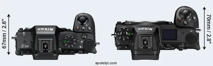 Compare Z50 II versus Z6 II top