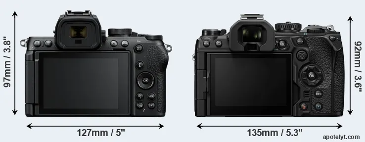 Comparison Z50 II or OM-1 II rear