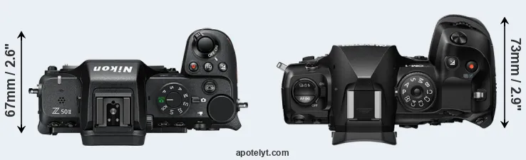 Compare Z50 II versus OM-1 II top