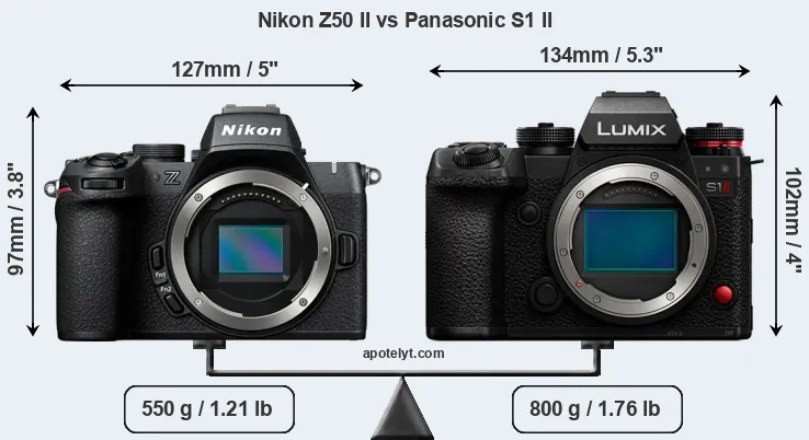 Size Nikon Z50 II vs Panasonic S1 II