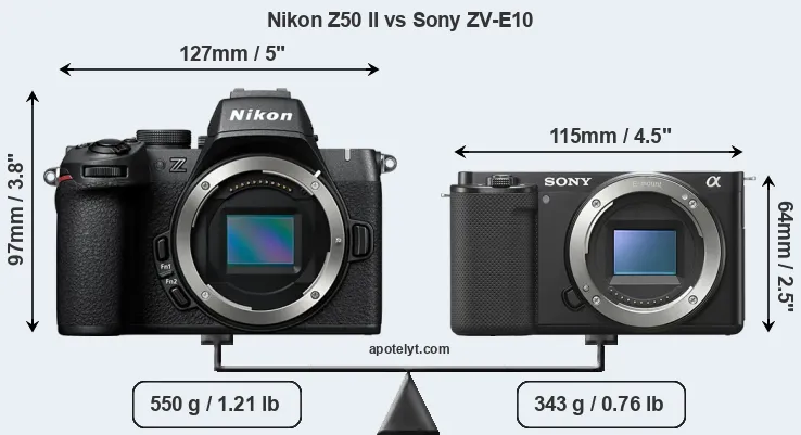 Size Nikon Z50 II vs Sony ZV-E10