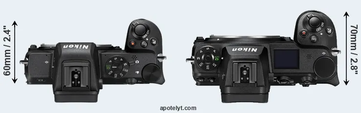 Compare Z50 versus Z7 II top