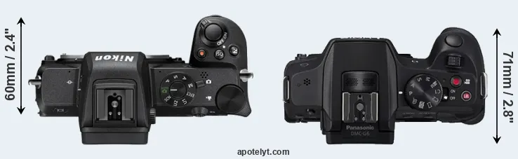 Compare Z50 versus G6 top