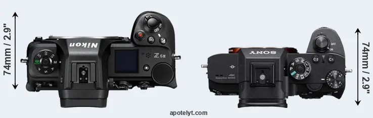 Compare Z6 III versus A7R III top
