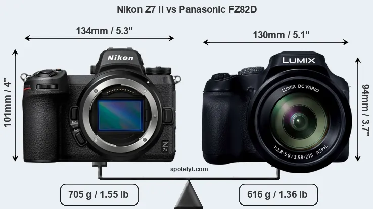 Size Nikon Z7 II vs Panasonic FZ82D