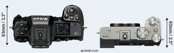Compare Z8 versus A7C R top