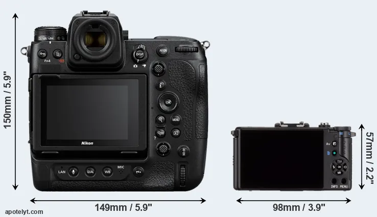 Comparison Z9 or Pentax Q rear