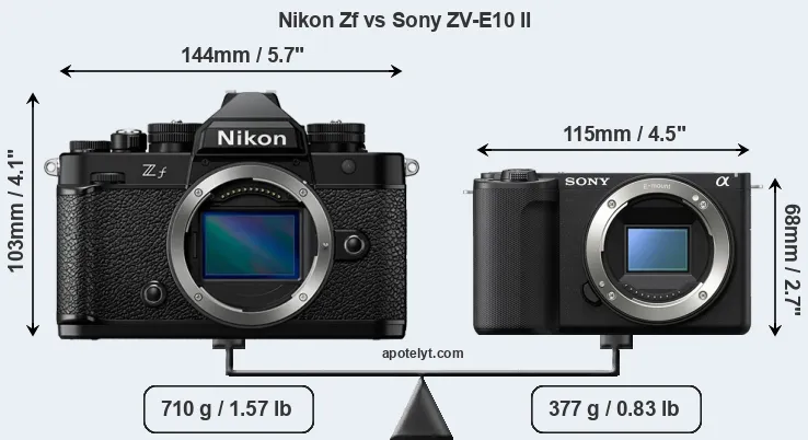 Size Nikon Zf vs Sony ZV-E10 II