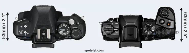 Compare E-450 versus E-M1 top